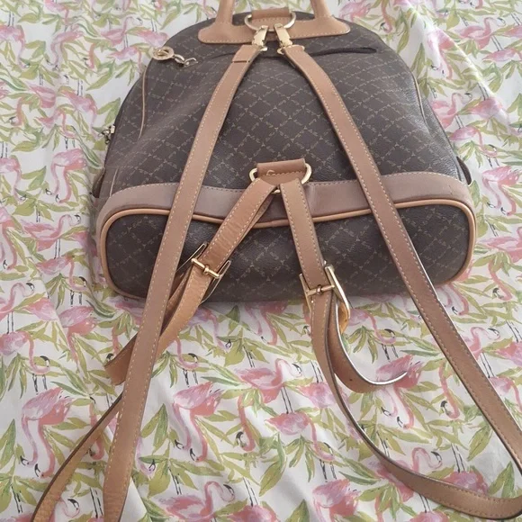 La Tour Effiel 80s Vintage Paris Women's Brown Book Bag Backpack - Picture 7 of 11